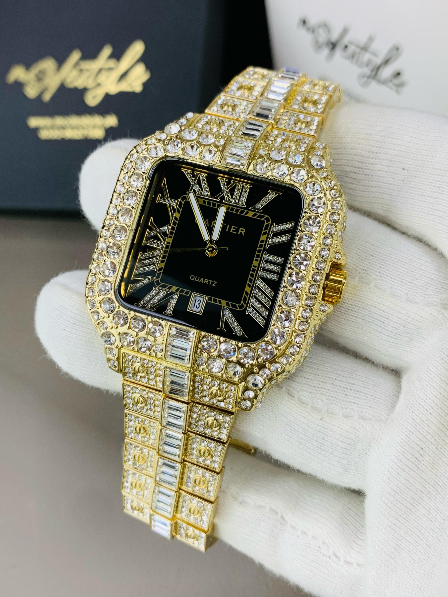 Golden with black dail