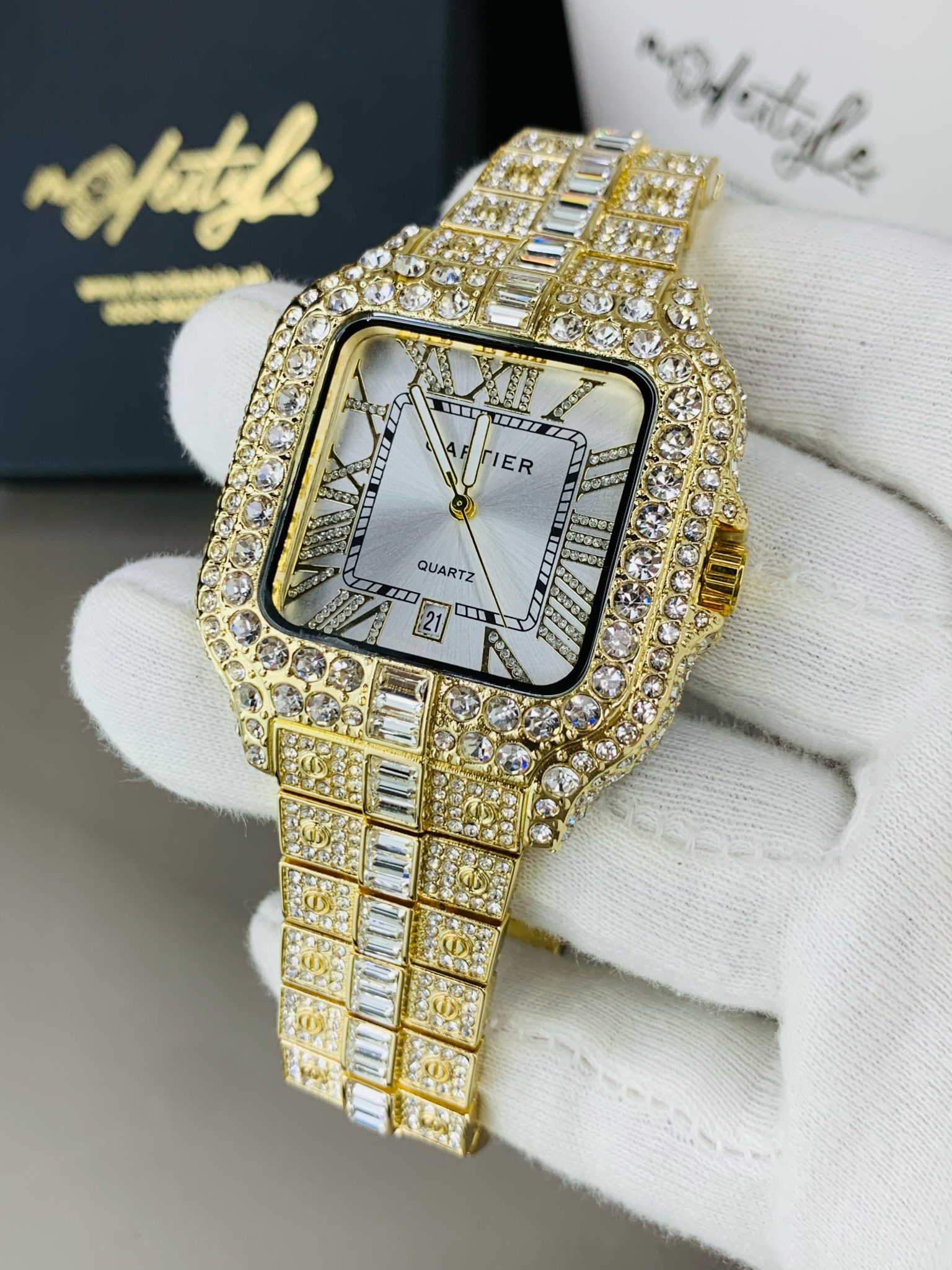 Golden with silver dail